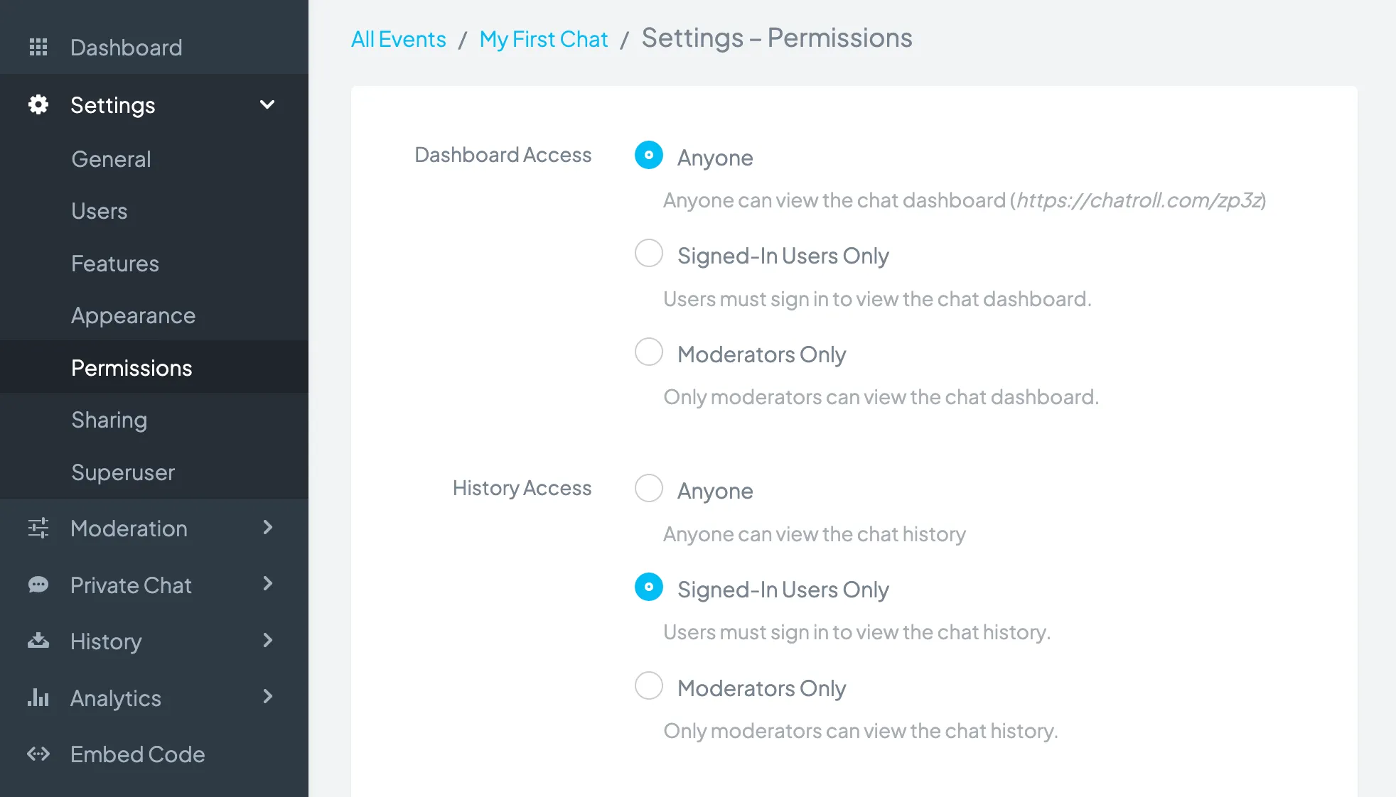 General Chat Options