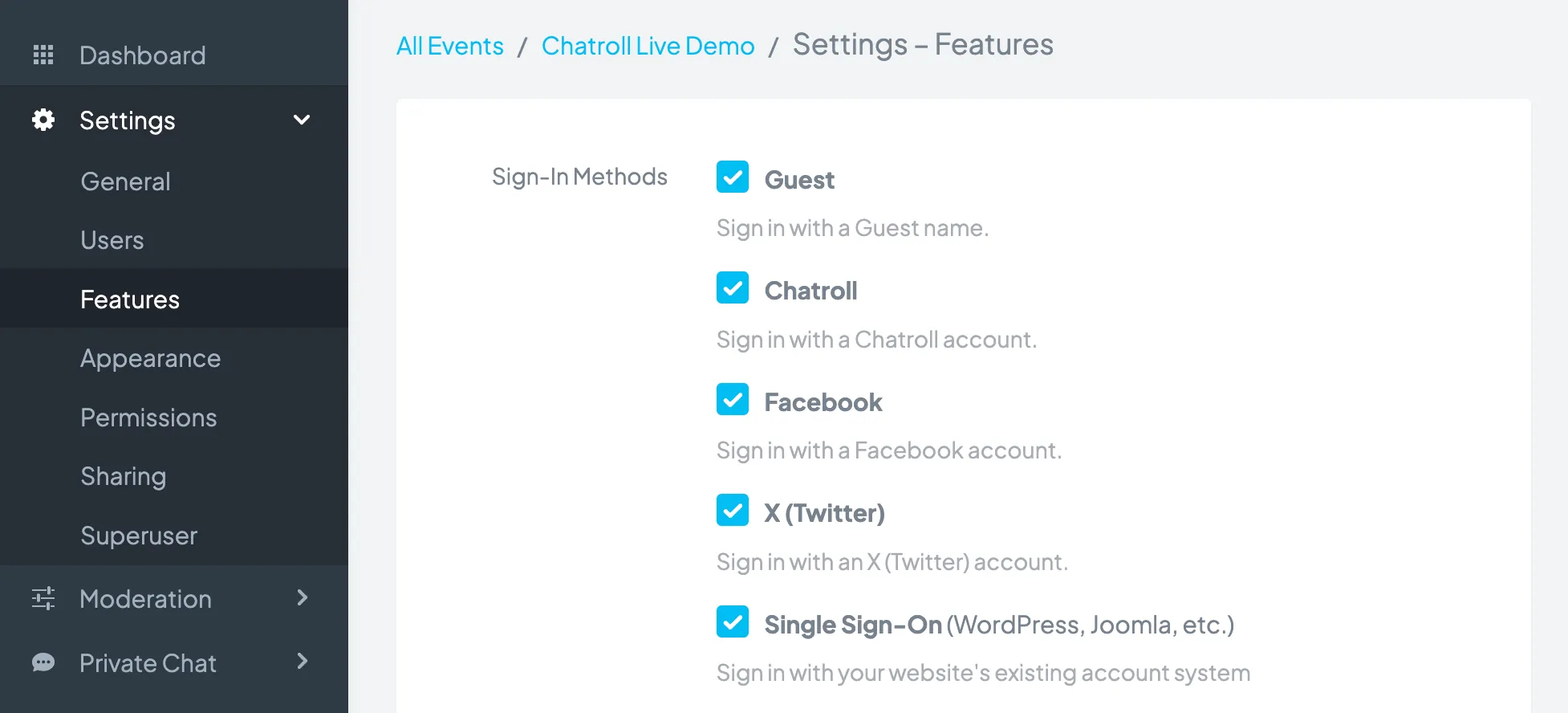General Chat Options